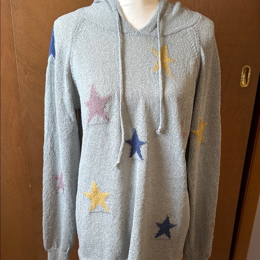 Hem & Thread Women's Star Patterned Hoodie Sweater